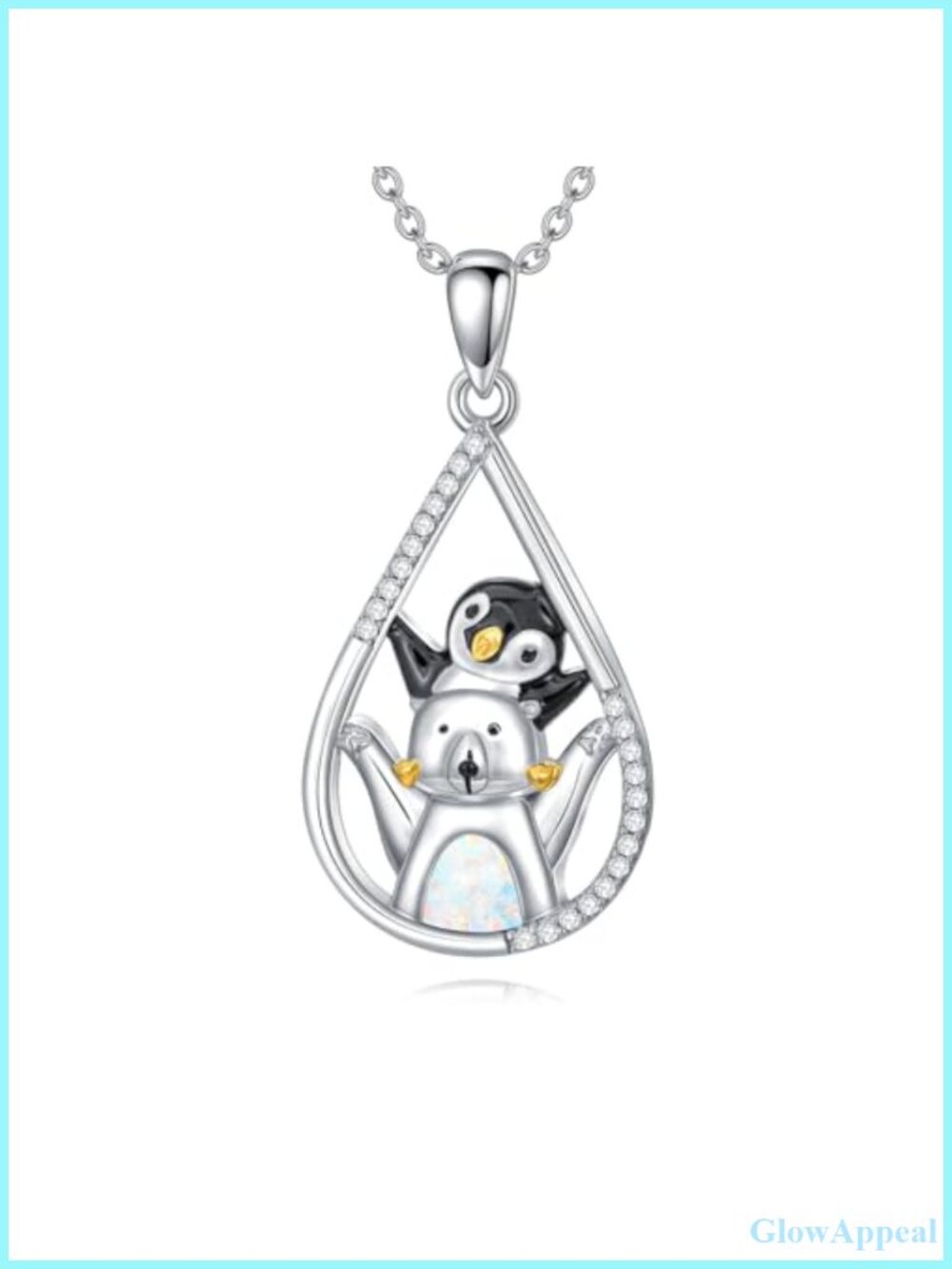 Opal Pendant Necklace 925 Sterling Silver Animal Charm Dainty Gift for Her